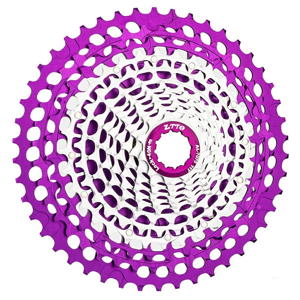 ZTTO 121146 Lightweight 12 Speed 11-46T CNC Mountain Bike Cassette Freewheel Compatible with HG Hubs - Purple+Silver - 1