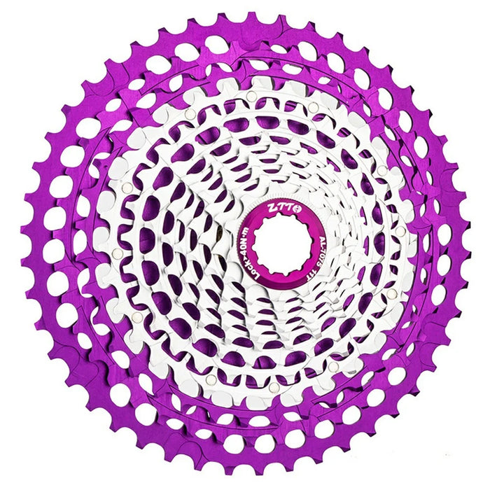 ZTTO 121146 Lightweight 12 Speed 11-46T CNC Mountain Bike Cassette Freewheel Compatible with HG Hubs - Purple+Silver - 1