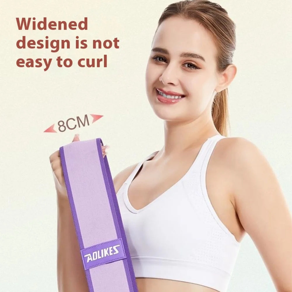 AOLIKES 3610 Resistance Band Non Slip Elastic Strap Booty Band for Yoga Training Size M / 66 x 8cm - Purple - 3