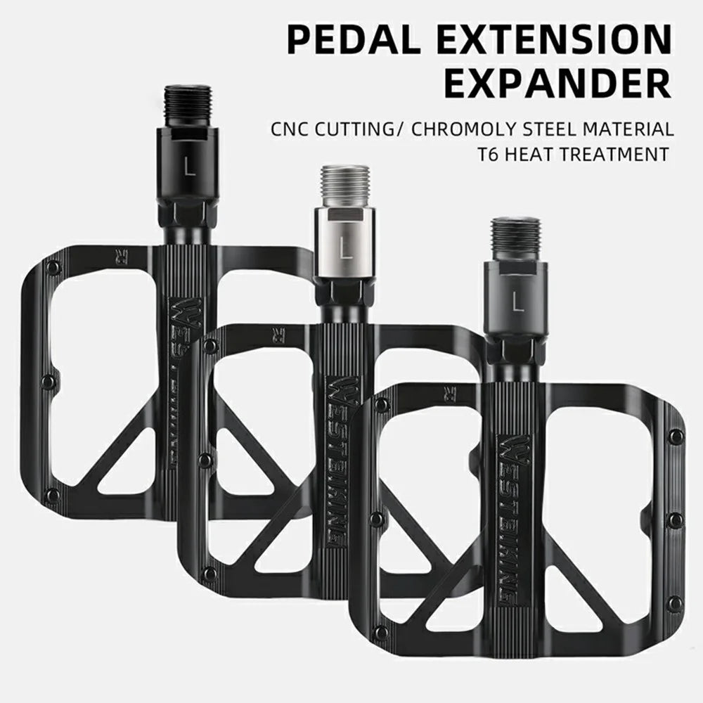 WEST BIKING YP0719467 1 Pair For Mountain Road Bike Pedal Extender Threaded Extended Pedal Spacer - Black - 2
