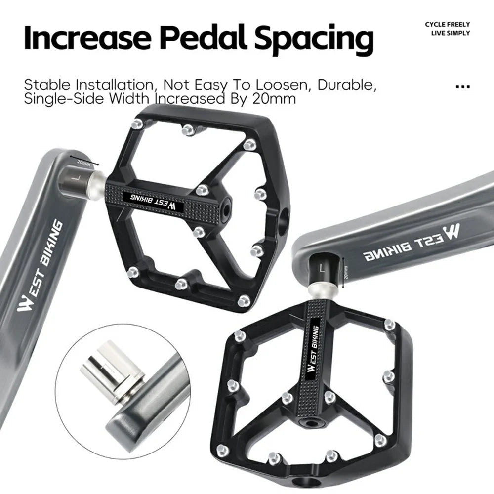 WEST BIKING YP0719467 1 Pair For Mountain Road Bike Pedal Extender Threaded Extended Pedal Spacer - Black - 4
