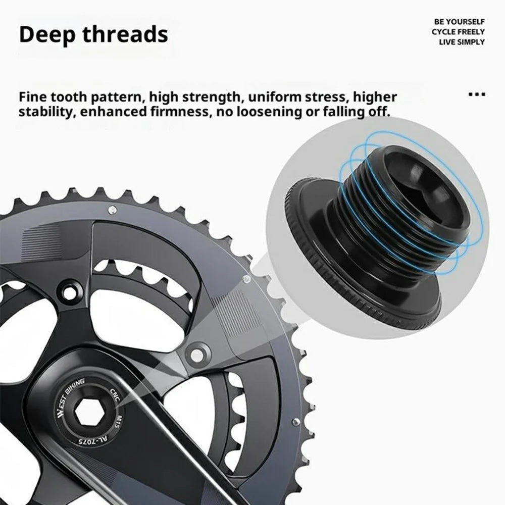 WEST BIKING YP0719489 Bike Crank Bolt Aluminum Alloy Crank Cap Crank Cover Bicycle Crankset Screw Cap - Black / M15 - 3