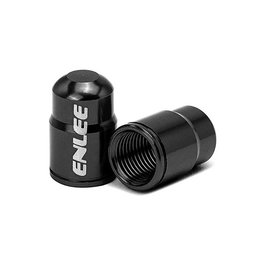 ENLEE E-MZ504 2Pcs Corrosion Prevention Aluminum Alloy Tire Valve Caps Universal Valve Stem Dustproof Covers for Bike Road Bike Mountain Bike - Schrader Valve/Black - 1