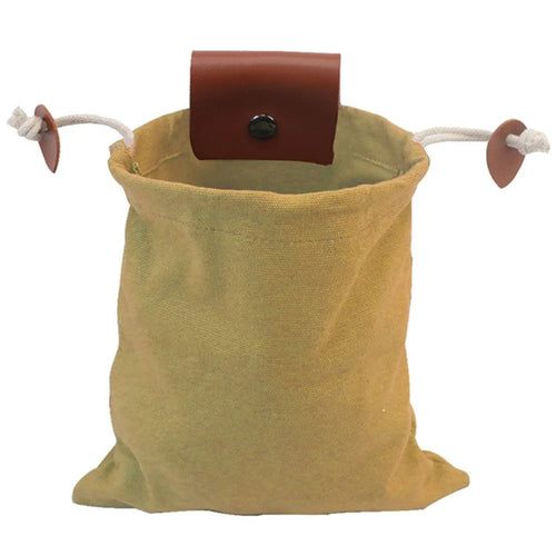 HALIN Fruit Picking Bag Waist Hanging Drawstring Canvas Foraging Pouch for Outdoor Camping Picnic - Khaki - 1