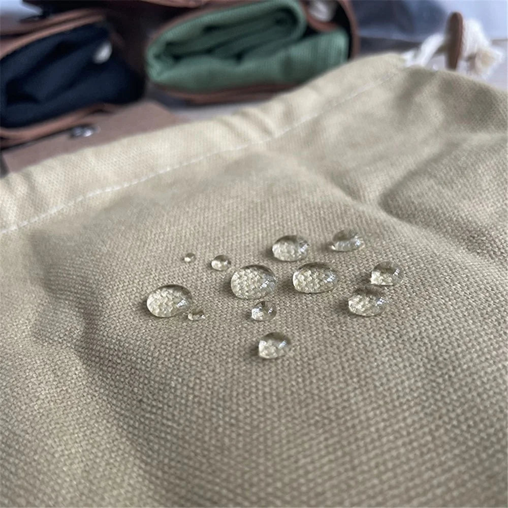 HALIN Fruit Picking Bag Waist Hanging Drawstring Canvas Foraging Pouch for Outdoor Camping Picnic - Khaki - 7