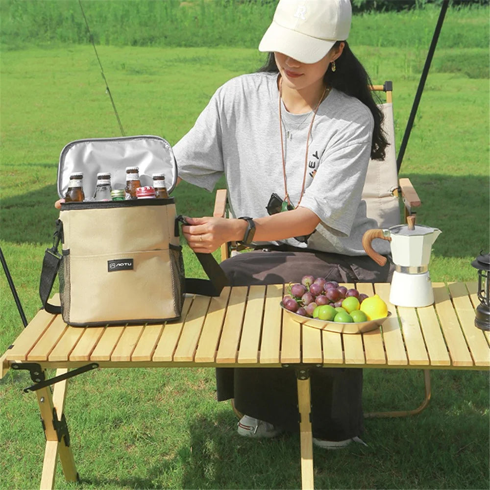 AOTU 11L Outdoor Camping Picnic Insulated Lunch Food Storage Drink Cooling Bag with Shoulder Strap - 2