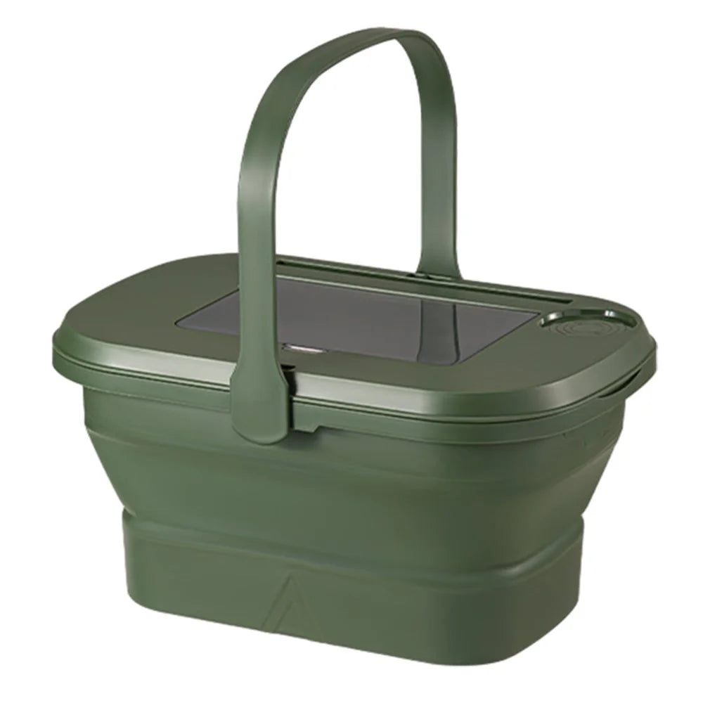 AOTU Multi-Function Outdoor Picnic Basket with Collapsible Table Water Basket - Army Green - 1