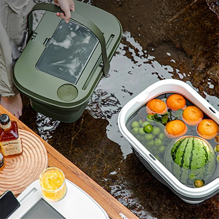 AOTU Multi-Function Outdoor Picnic Basket with Collapsible Table Water Basket - Army Green - 7
