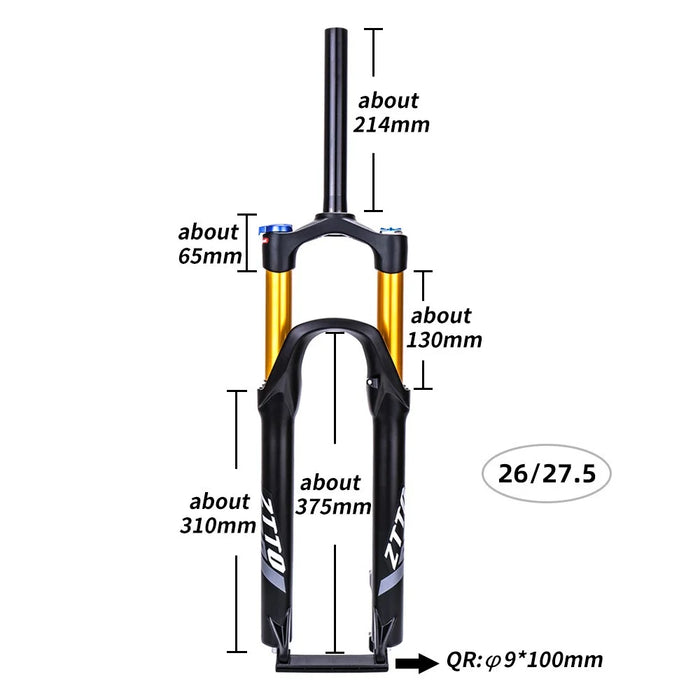 ZTTO ZT-01 Mountain Bike Front Fork Alloy Air Pressure Shock Absorption Front Fork - 27.5-inch - 2