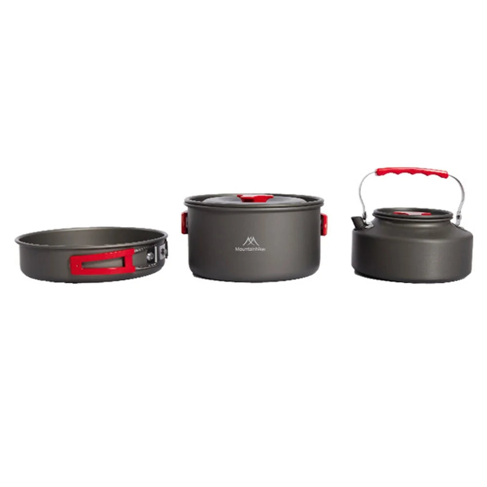 MOUNTAINHIKER Picnic Pot + Pan + Teapot Cookware Set for Hiking Camping Fishing Outdoors (No FDA Certificate, BPA-free) - 1