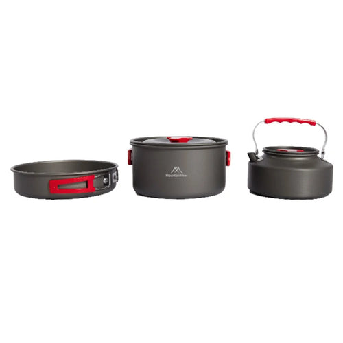 MOUNTAINHIKER Picnic Pot + Pan + Teapot Cookware Set for Hiking Camping Fishing Outdoors (No FDA Certificate, BPA-free) - 1