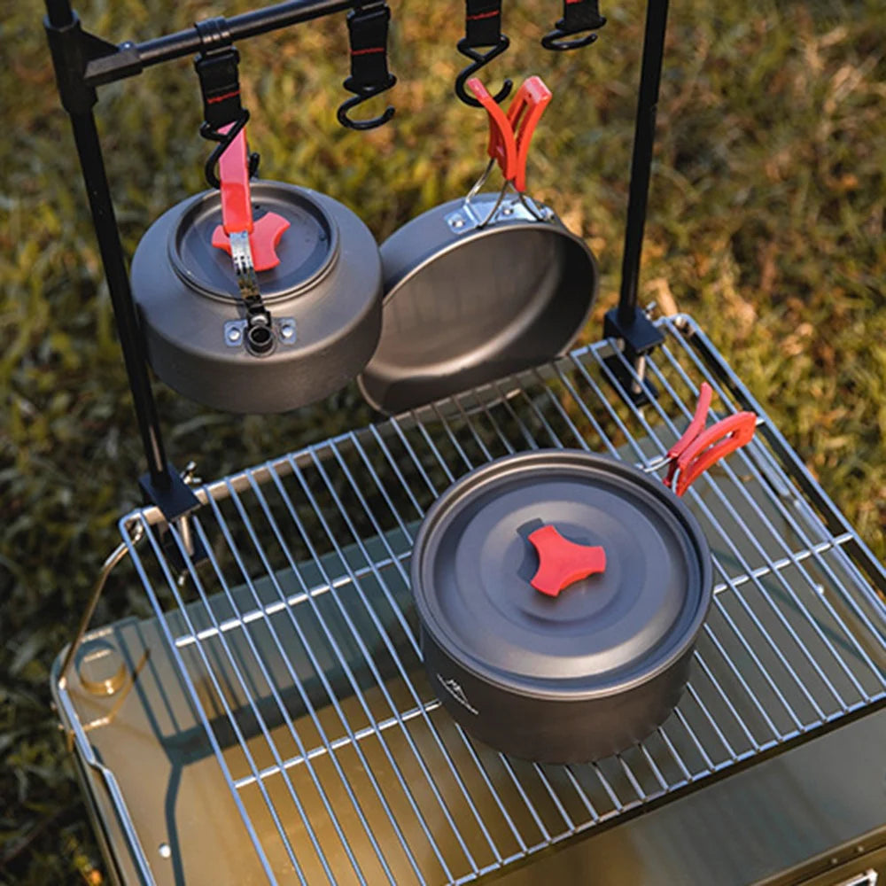 MOUNTAINHIKER Picnic Pot + Pan + Teapot Cookware Set for Hiking Camping Fishing Outdoors (No FDA Certificate, BPA-free) - 4