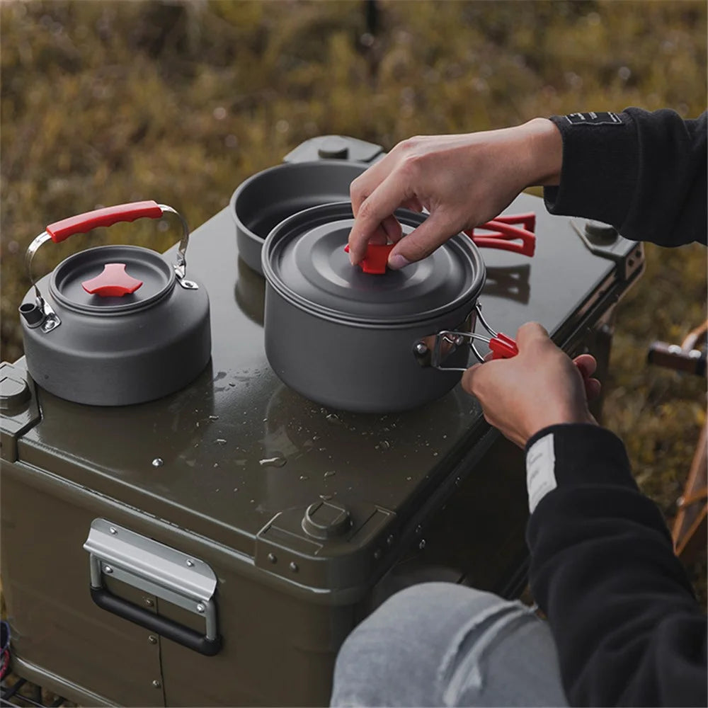 MOUNTAINHIKER Picnic Pot + Pan + Teapot Cookware Set for Hiking Camping Fishing Outdoors (No FDA Certificate, BPA-free) - 7