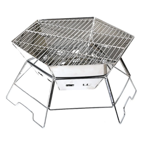 HALIN Stainless Steel Barbecue Charcoal Grill Hexagon Shaped BBQ Tool Kits for Outdoor Picnic/BBQ - 1