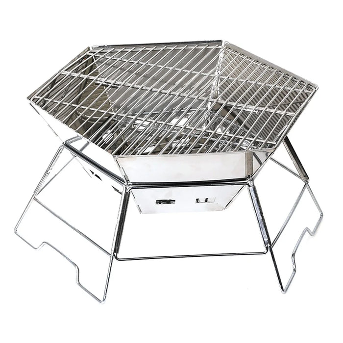 HALIN Stainless Steel Barbecue Charcoal Grill Hexagon Shaped BBQ Tool Kits for Outdoor Picnic/BBQ - 1