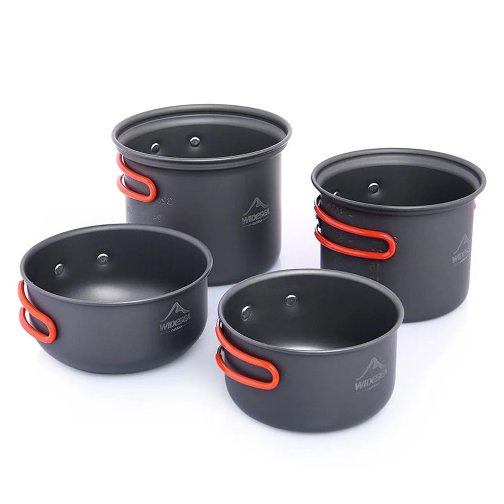 WIDESEA WSC-102 4Pcs/Set Outdoor Cooking Utensils Hiking Camping Pot Pan Bowl Cookware for 2-3 Persons (No FDA Certificate, BPA-Free) - 2