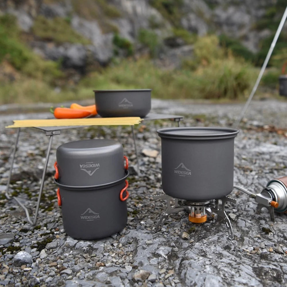 WIDESEA WSC-102 4Pcs/Set Outdoor Cooking Utensils Hiking Camping Pot Pan Bowl Cookware for 2-3 Persons (No FDA Certificate, BPA-Free) - 6