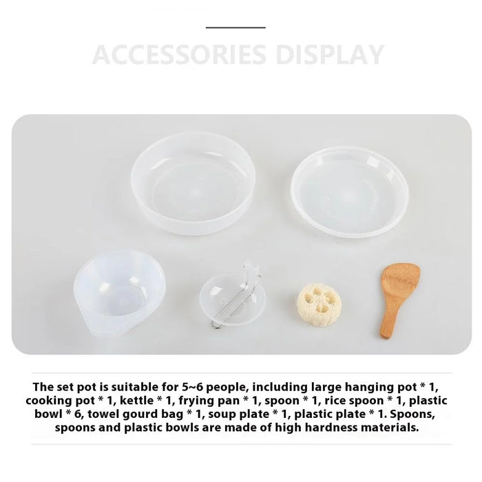 HALIN DS-700 Outdoor Camping Pot Set 5-6 People Frying Pan Kettle Hanging Pot Plastic Bowl Kit (BPA-Free, No FDA Certified) - 4