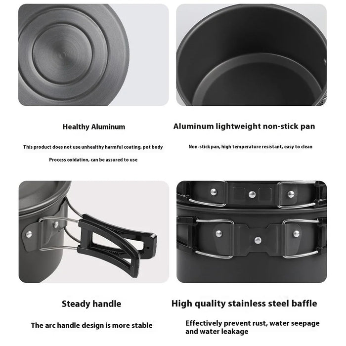 HALIN DS-700 Outdoor Camping Pot Set 5-6 People Frying Pan Kettle Hanging Pot Plastic Bowl Kit (BPA-Free, No FDA Certified) - 5