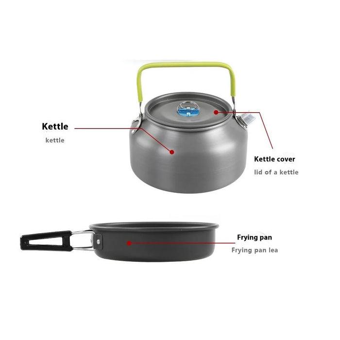 HALIN DS-700 Outdoor Camping Pot Set 5-6 People Frying Pan Kettle Hanging Pot Plastic Bowl Kit (BPA-Free, No FDA Certified) - 7