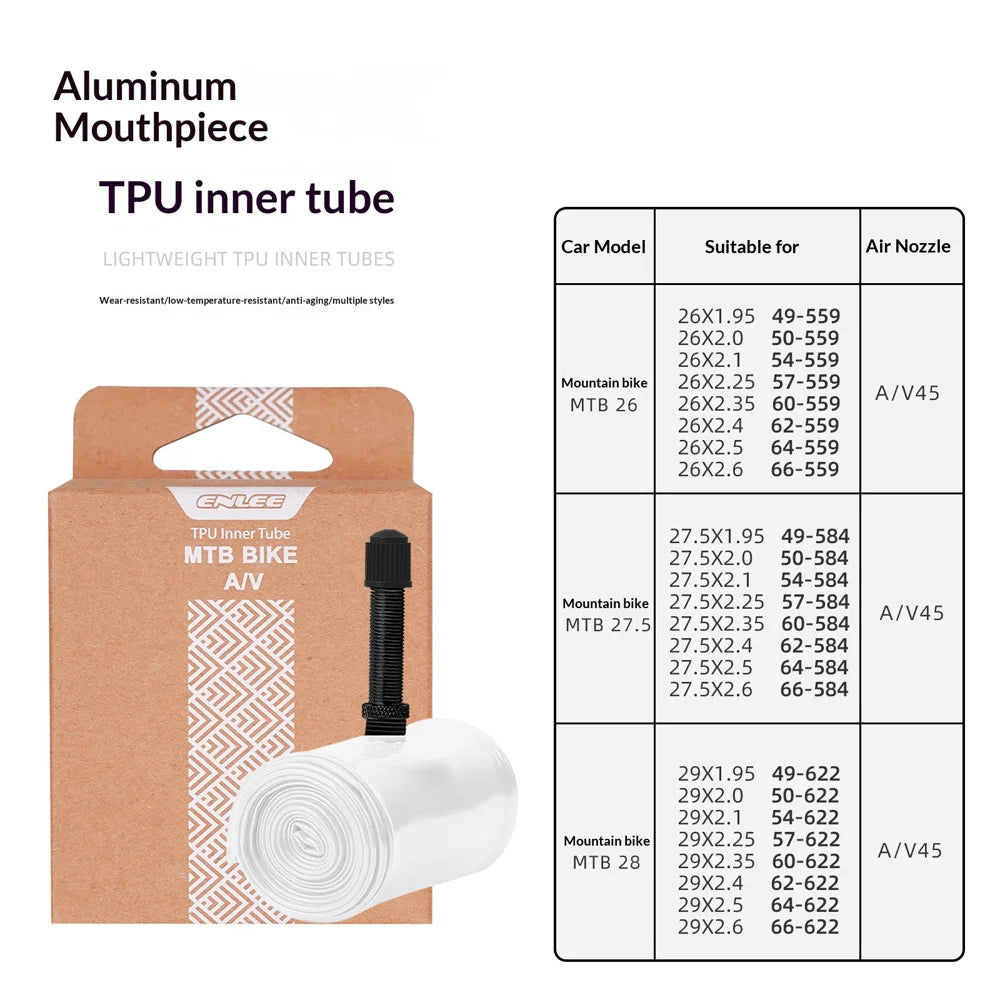 ENLEE Mountain Bike Inner Tube Schrader Valve Ultra Light TPU MTB Bicycle Tire Tube - 26 Inch/Schrader Valve (1.92/2.6) - 6