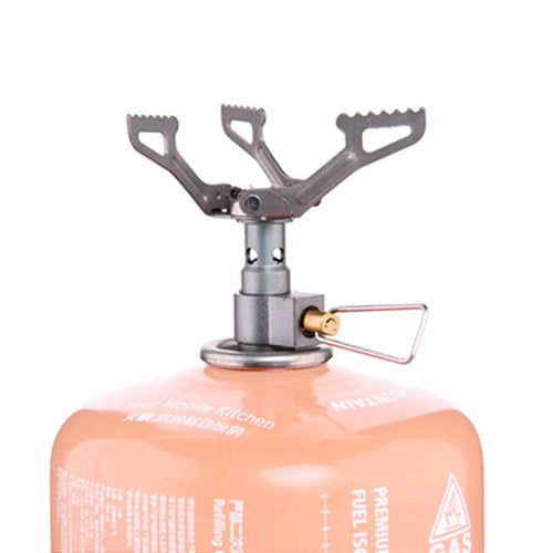 WSS-109 Camping Mini Stove Lightweight Portable Outdoor Titanium Gas Stove Foldable Spare Gas Stove for Hiking - 1