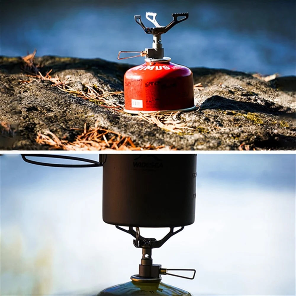 WSS-109 Camping Mini Stove Lightweight Portable Outdoor Titanium Gas Stove Foldable Spare Gas Stove for Hiking - 5