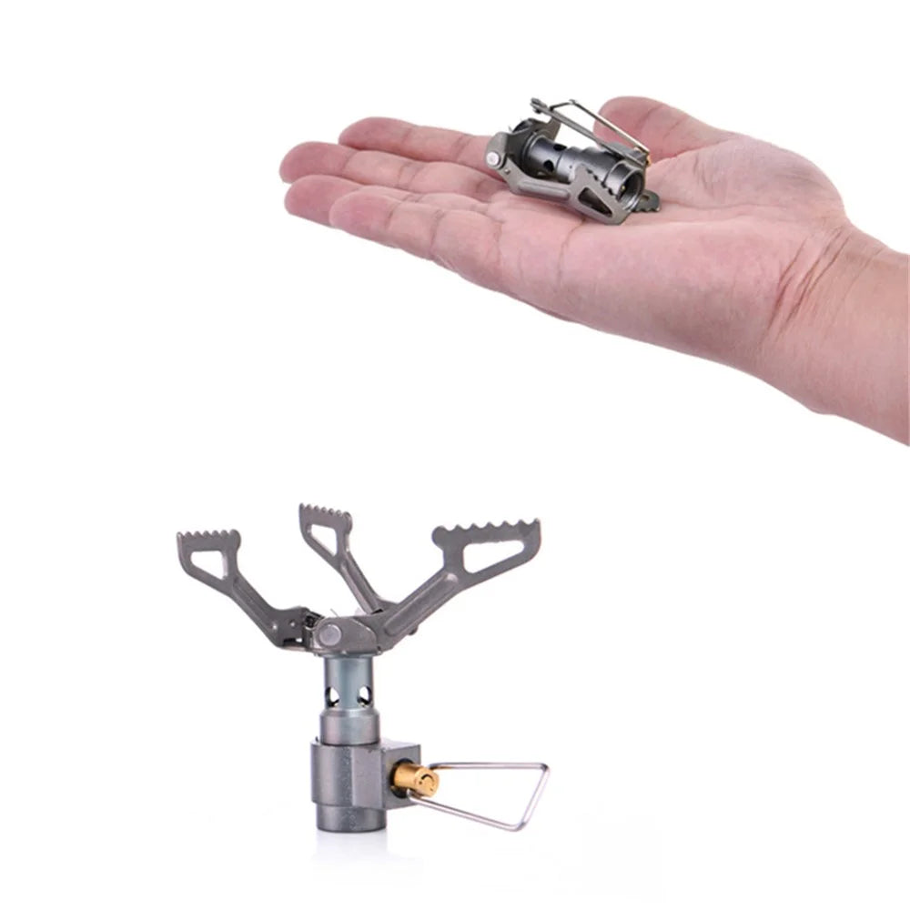 WSS-109 Camping Mini Stove Lightweight Portable Outdoor Titanium Gas Stove Foldable Spare Gas Stove for Hiking - 7