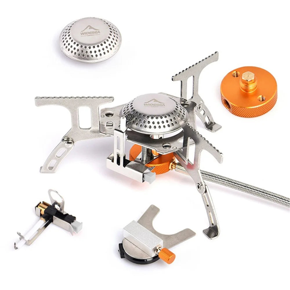 WIDESEA Portable Camping Stove Burner Windproof Folding Lightweight Stove for Outdoor Hiking Cooking - wss-201 For Flat Gas Tank - 7
