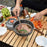WIDESEA WSC-203J Suitable for 2-3 People Aluminum Camping Cookware Set Lightweight Outdoor Picnic Boiling Pot Teapot Frying Pan (BPA-free, No FDA Certified) - Grey/Orange - 4