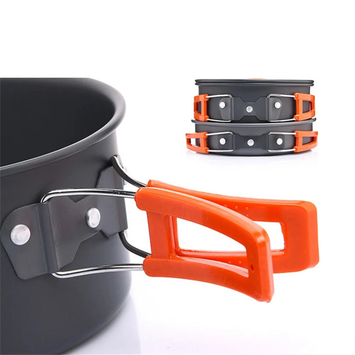 WIDESEA WSC-203J Suitable for 2-3 People Aluminum Camping Cookware Set Lightweight Outdoor Picnic Boiling Pot Teapot Frying Pan (BPA-free, No FDA Certified) - Grey/Orange - 7
