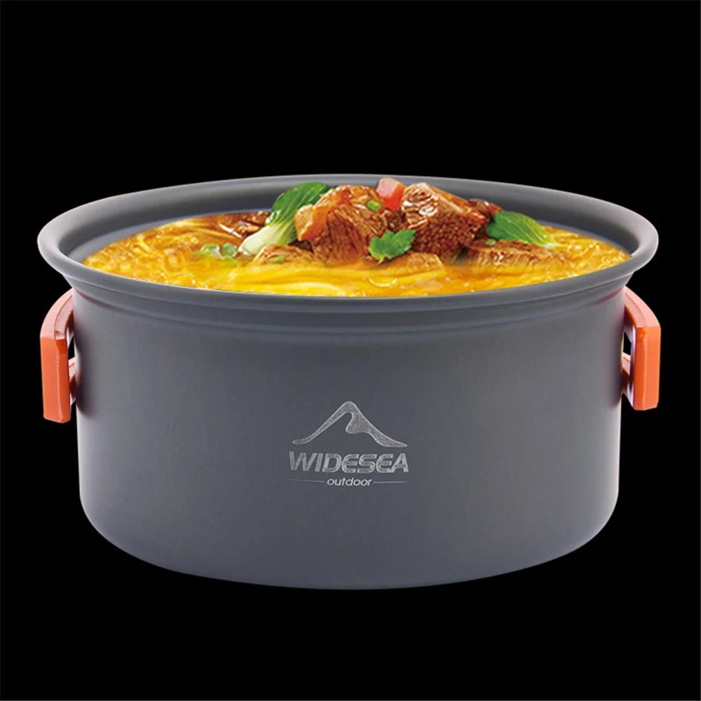 WIDESEA WSC-202J Aluminum Camping Cookware Set for 2-3 People, Lightweight Boiling Pot Teapot Frying Pan (BPA-free, No FDA Certified) - Orange - 3