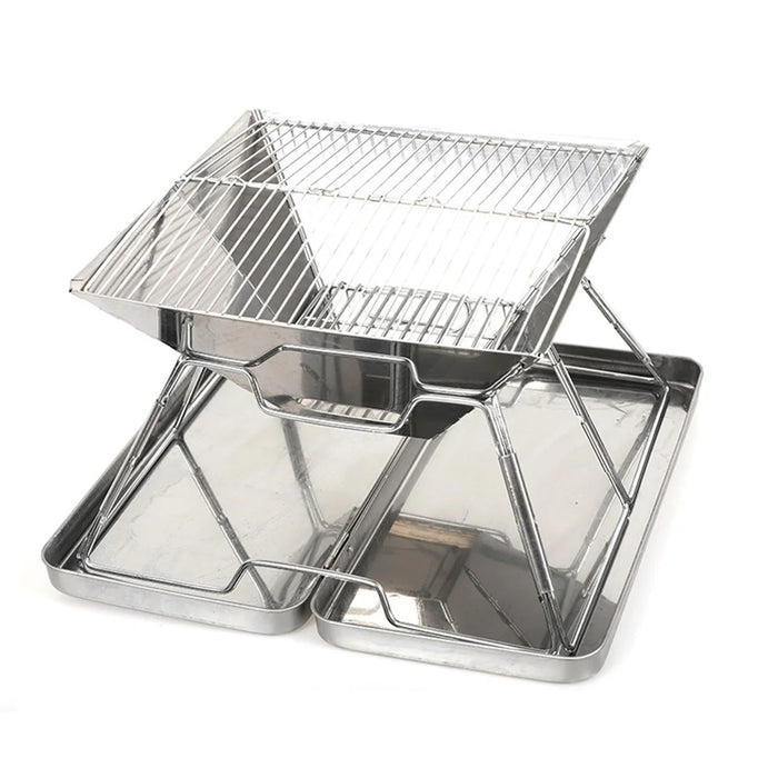 HALIN Stainless Steel Folding Grill Outdoor Portable Camping Stove Camping Burning Table Barbecue Grill (BPA Free, No FDA Certificate) - 1