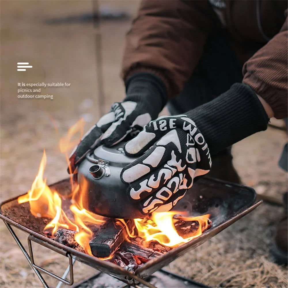 HALIN 1 Pair Outdoor Heat Resistant Camping Picnic BBQ Gloves Insulated Anti-scald Gloves - 5