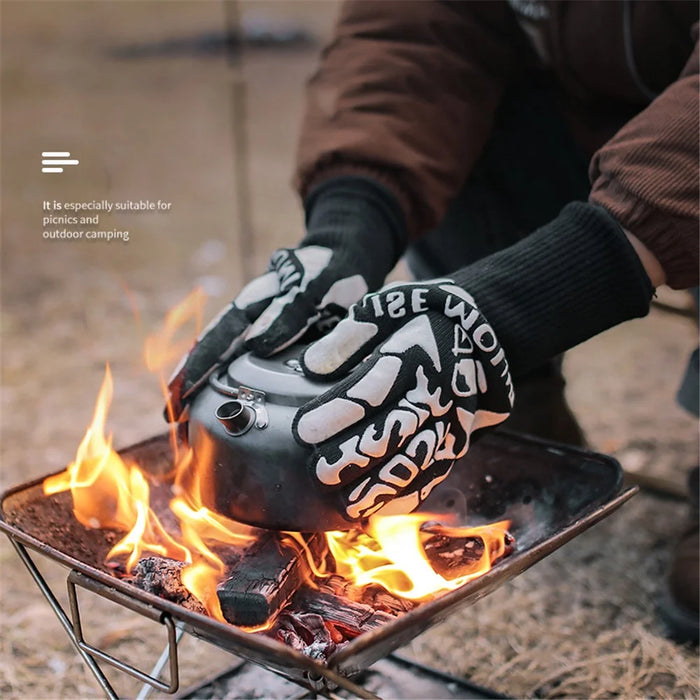 HALIN 1 Pair Outdoor Heat Resistant Camping Picnic BBQ Gloves Insulated Anti-scald Gloves - 5