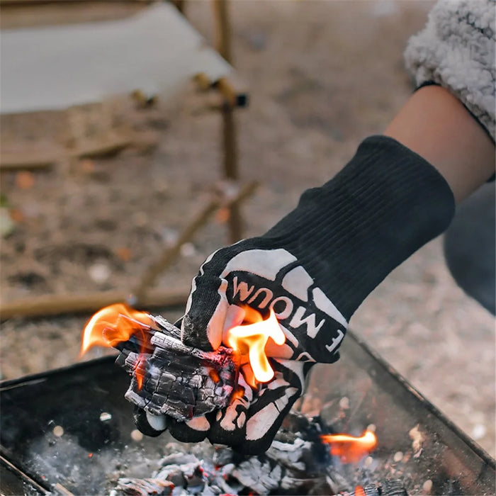 HALIN 1 Pair Outdoor Heat Resistant Camping Picnic BBQ Gloves Insulated Anti-scald Gloves - 6