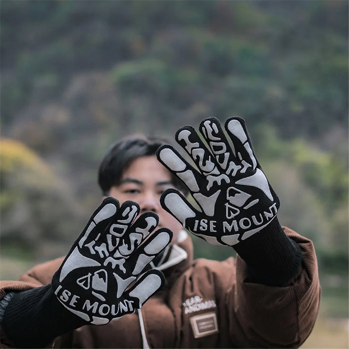 HALIN 1 Pair Outdoor Heat Resistant Camping Picnic BBQ Gloves Insulated Anti-scald Gloves - 7