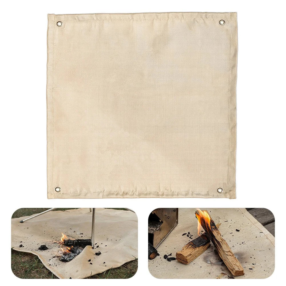 ISE MOUNT 100*100cm Camping Fireproof Cloth High Temperature Anti-Scald Flame Retardant Rug - 1