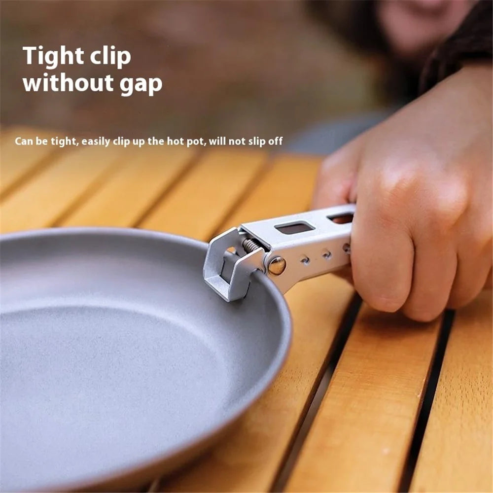 HALIN Pot Clip Pan Bowl Gripper Aluminum Alloy Outdoor Picnic Anti-scalding Grill Cookware Holder Clamp - Black - 2