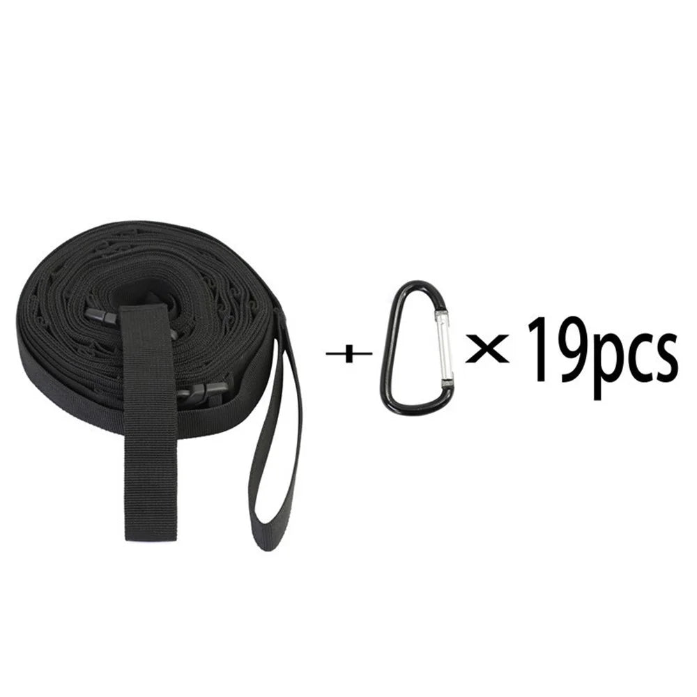 HALIN Campsite Storage Strap Outdoor Camping Hanger Clothesline Hanging Rope with 19 Carabiners - 2