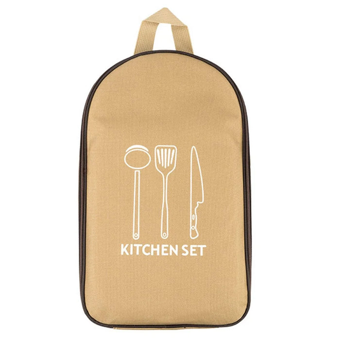 AOTU AT6413-1 Camping Tableware Storage Bag Oxford Cloth Cutlery Spoon Fork Carrying Bag Pouch - Khaki - 1
