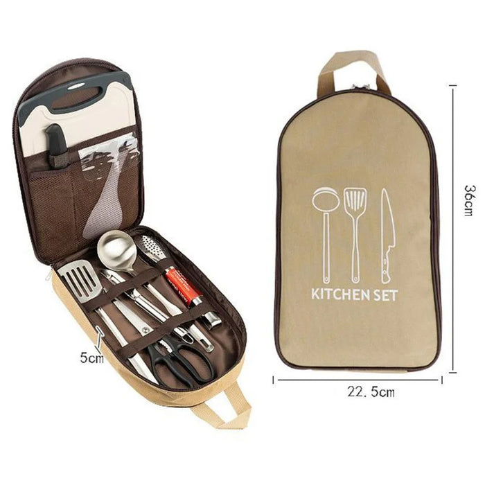 AOTU AT6413-1 Camping Tableware Storage Bag Oxford Cloth Cutlery Spoon Fork Carrying Bag Pouch - Khaki - 4