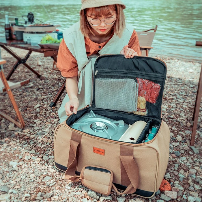 AOTU AT6925 Camping Large Capacity Storage Bag Gas Tank Stove Pot Canvas Carrying Bag for Outdoor Picnic - 7