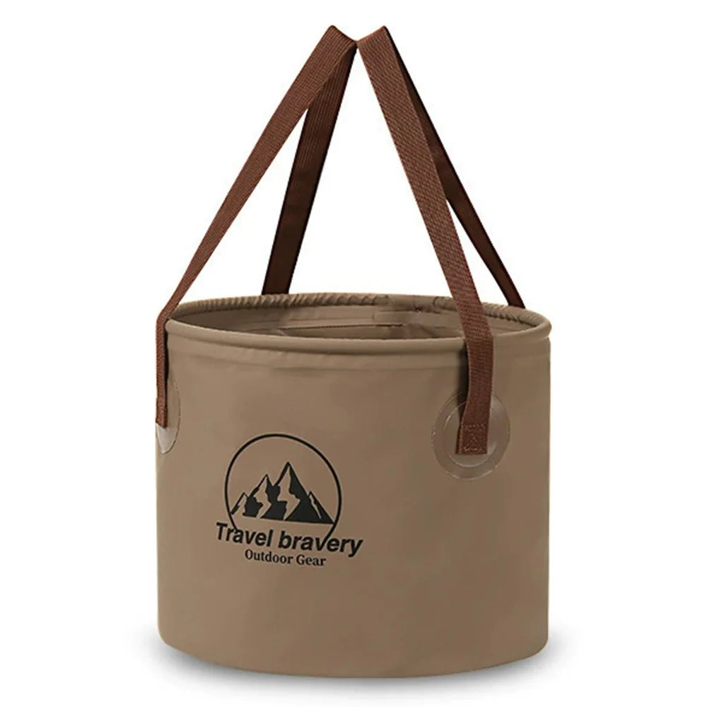 HALIN AT6658-10 10L Folding Bucket Portable Water Container Collapsible Bucket for Camping Hiking - Light Coffee - 1