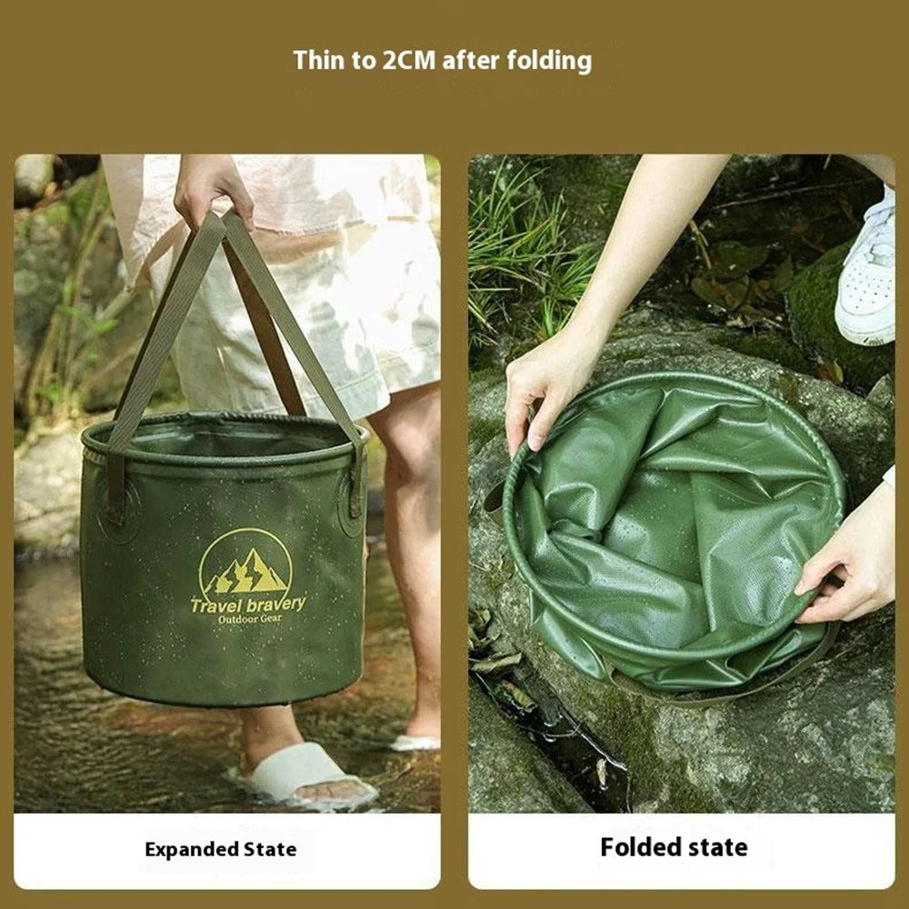 HALIN AT6658-10 10L Folding Bucket Portable Water Container Collapsible Bucket for Camping Hiking - Light Coffee - 7