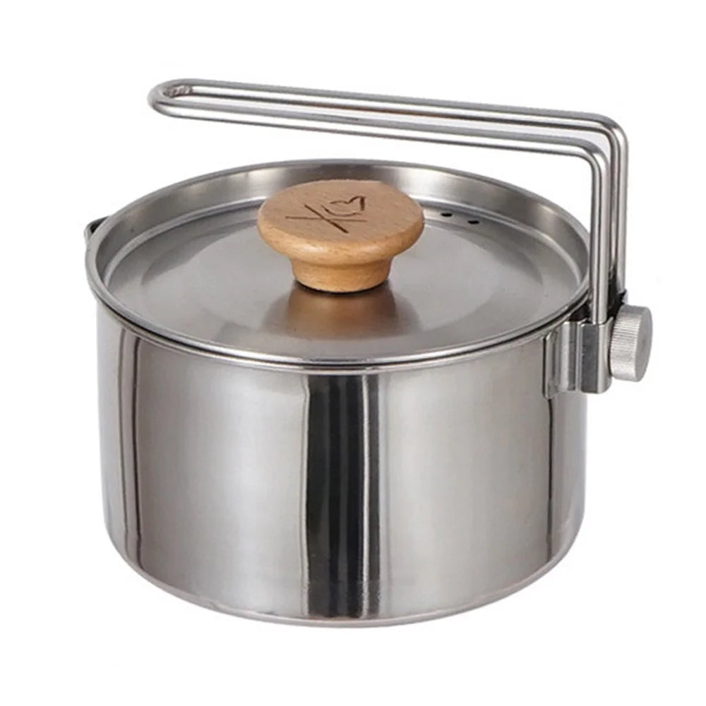 AOTU 1L Multifunction 304 Stainless Steel Pot Outdoor Cooking Pot Kettle Pan Camping Cookware Teapot (BPA-free, No FDA Certified) - 1