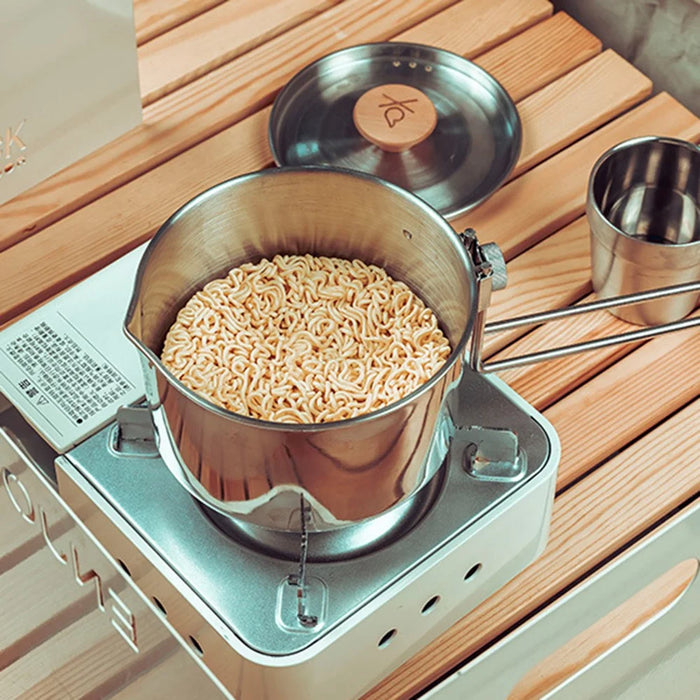 AOTU 1L Multifunction 304 Stainless Steel Pot Outdoor Cooking Pot Kettle Pan Camping Cookware Teapot (BPA-free, No FDA Certified) - 5