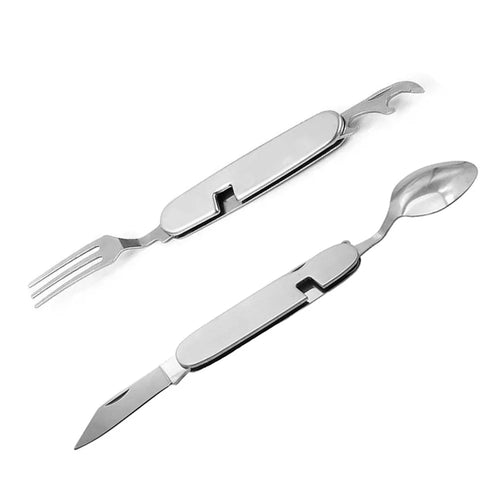 HALIN 2Pcs / Set Camping Cutlery Set Stainless Steel Knife Fork Spoon Outdoor Flatware (No FDA Certificate) - 1