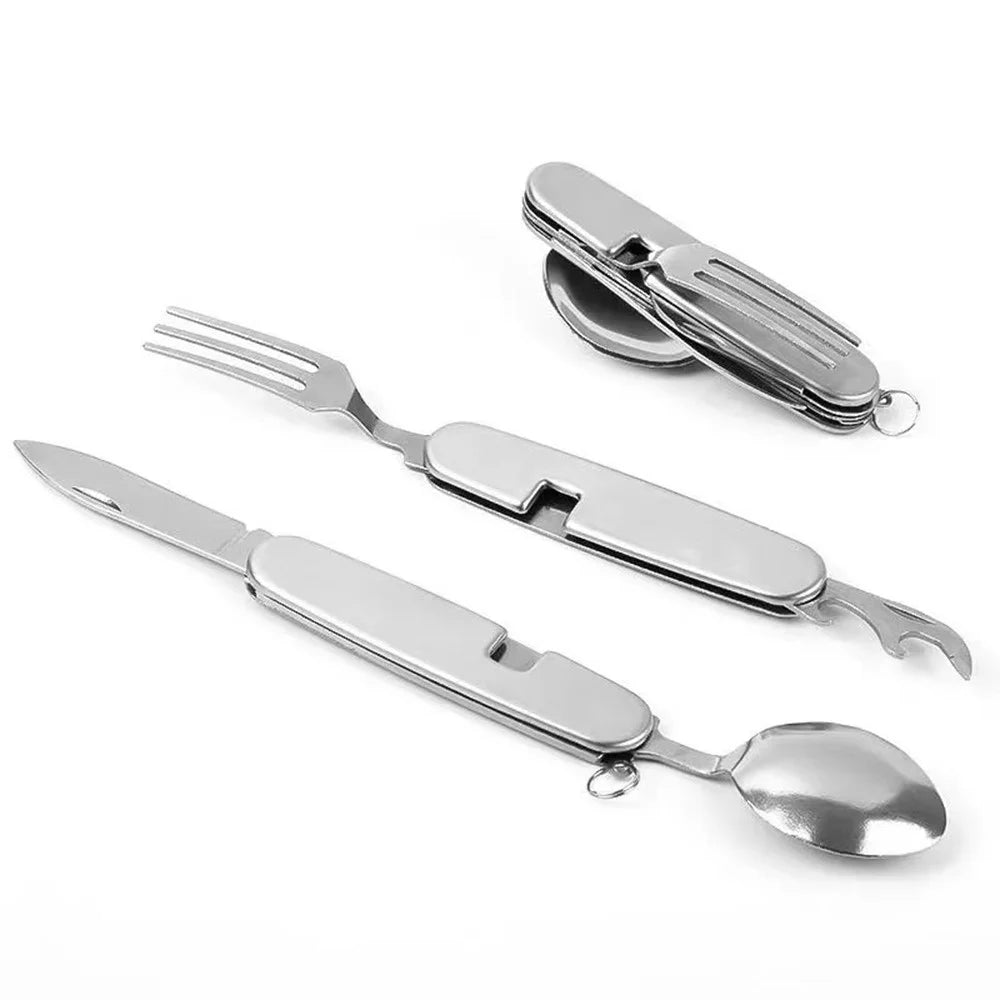 HALIN 2Pcs / Set Camping Cutlery Set Stainless Steel Knife Fork Spoon Outdoor Flatware (No FDA Certificate) - 2