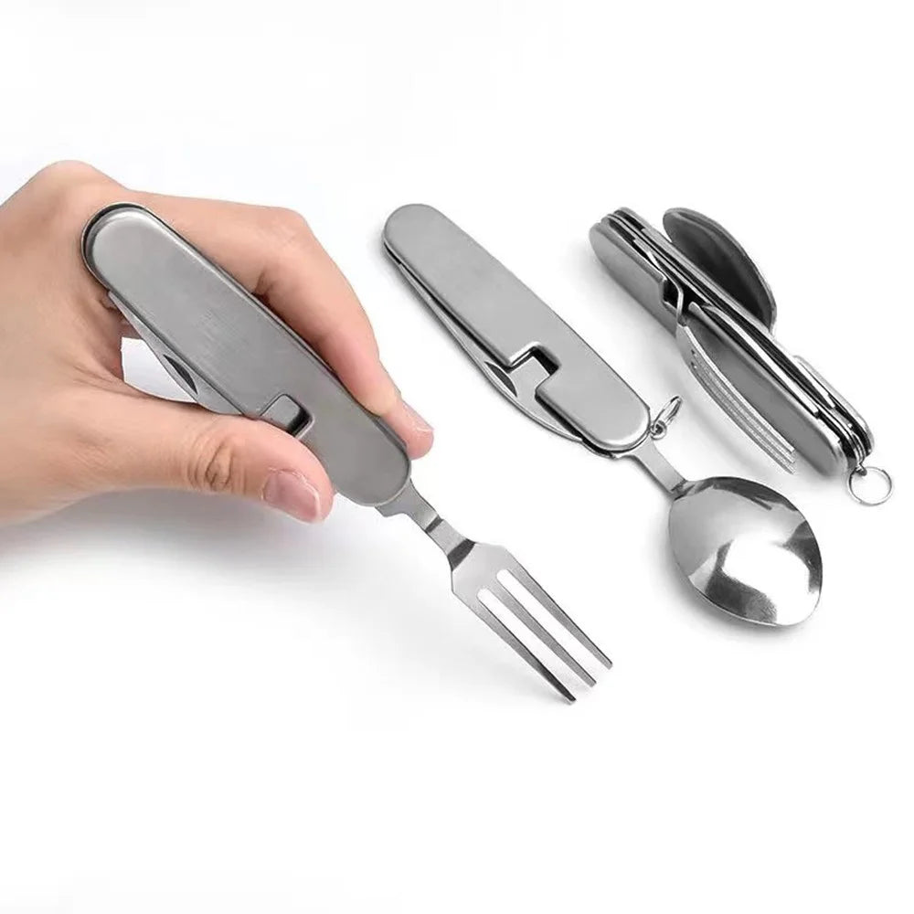 HALIN 2Pcs / Set Camping Cutlery Set Stainless Steel Knife Fork Spoon Outdoor Flatware (No FDA Certificate) - 4
